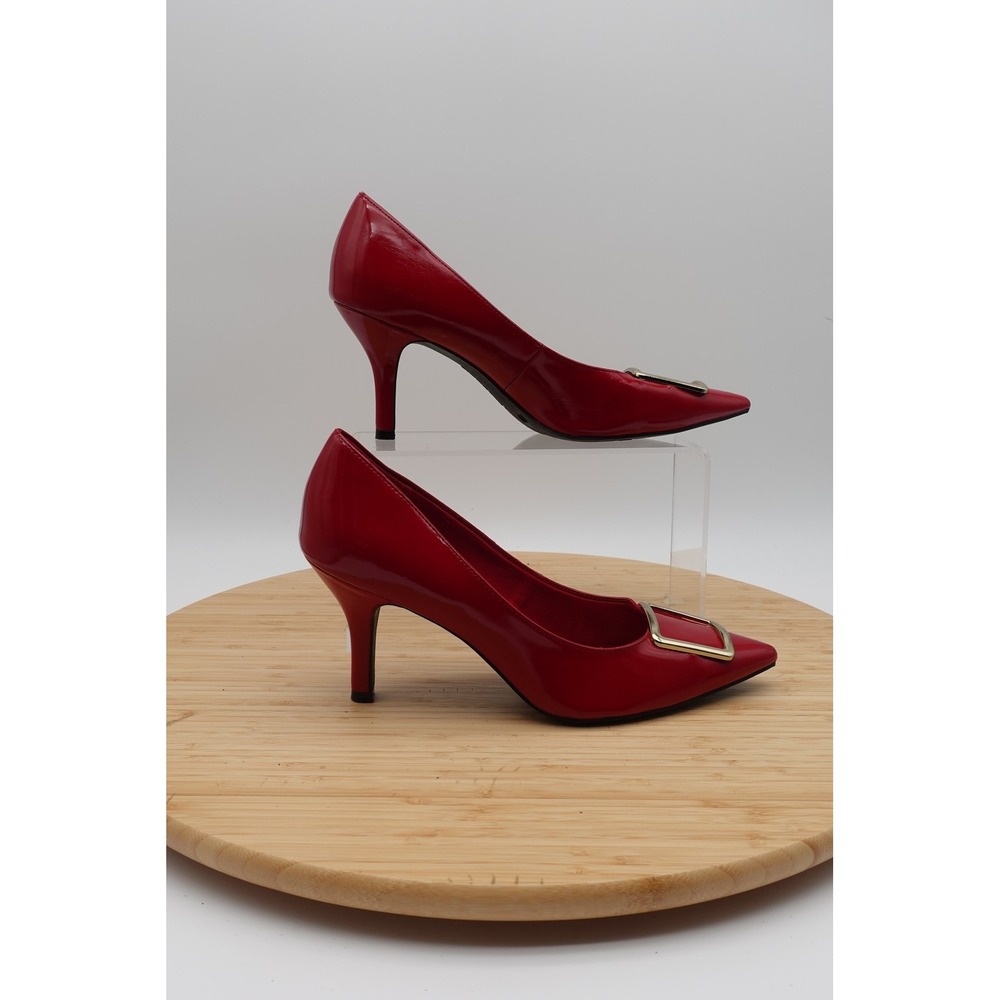 Comfort Plus By Predictions Shoes Womens Size 10 Red Pointed Medallion Pumps